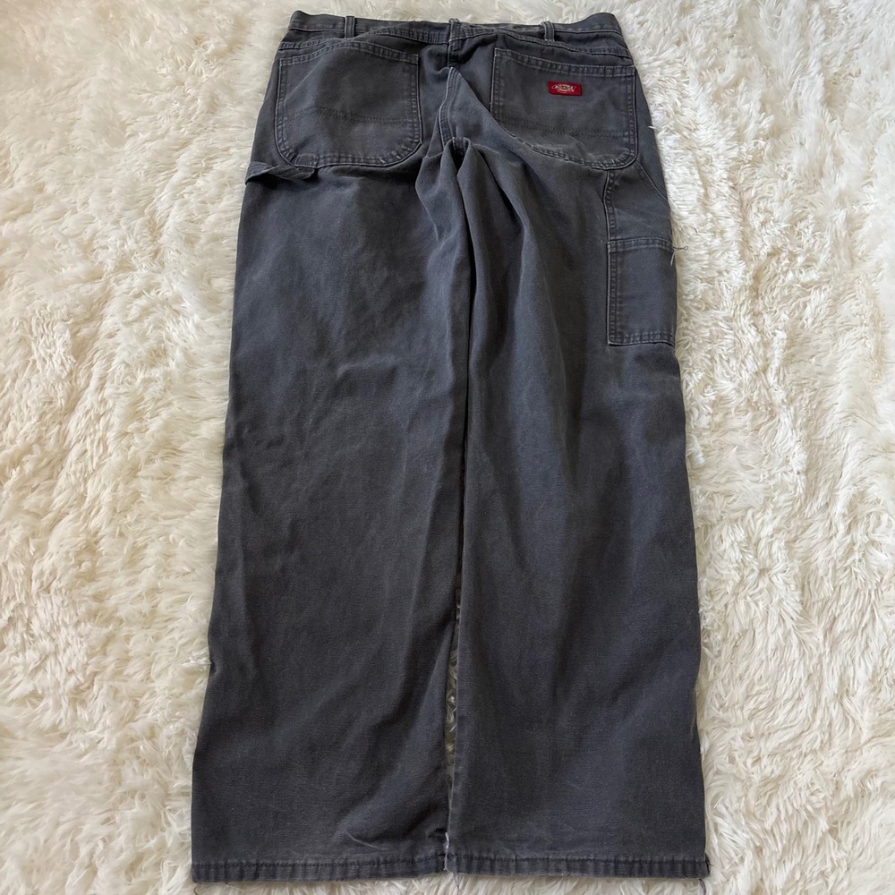 Dickies Carpenter Pants Mens 33x30 Faded Gray Canvas Workwear Trousers Utility